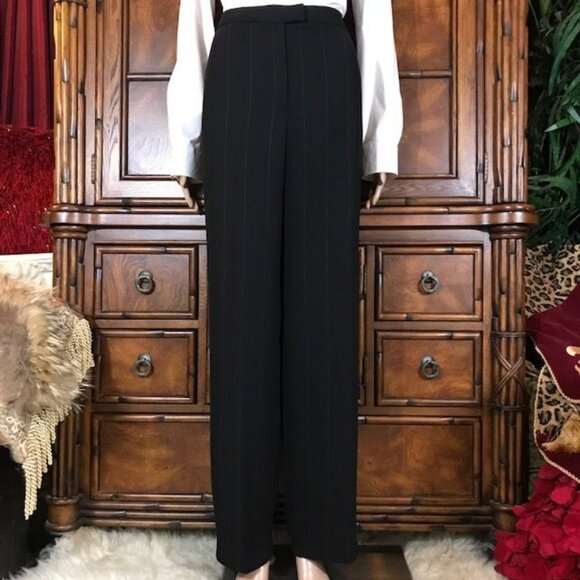 NWOT Jones New York Black Wide Set Whisper Pinstripe Straight Leg Pant - Picture 1 of 12